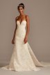 Scalloped Lace Removable Bow Train Wedding Dress CWG880