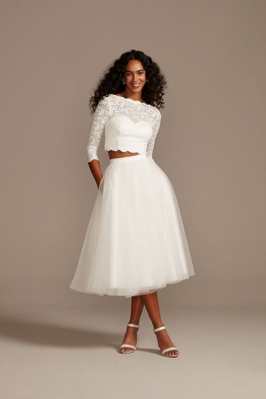 Tulle Wedding Separates Midi Skirt with Pockets DS150831