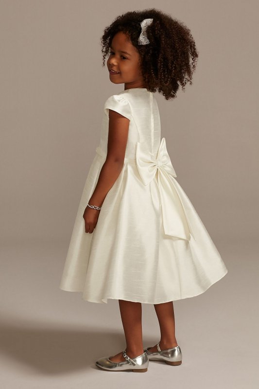 Satin Cap Sleeve Flower Girl Dress with Bow Sash OP273