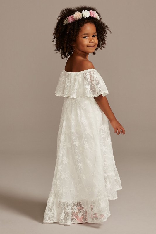 Off-the-Shoulder Lace Flower Girl Dress OP274