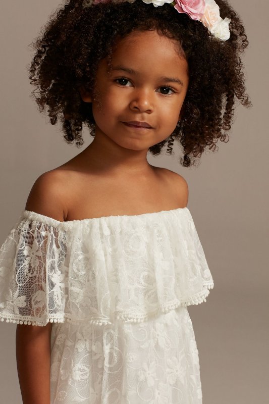 Off-the-Shoulder Lace Flower Girl Dress OP274