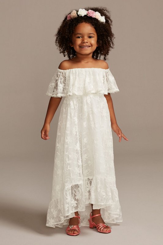 Off-the-Shoulder Lace Flower Girl Dress OP274