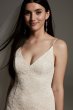 V-Neck Floral Lace Slip Wedding Dress VW351643