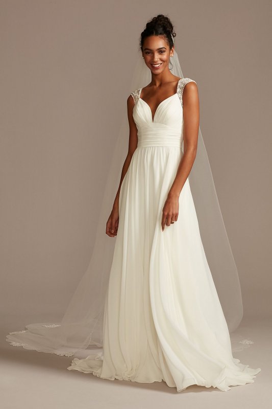 Beaded Keyhole Back Chiffon Wedding Dress WG4003