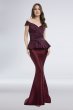 Lace Jacquard and Mikado Peplum Mermaid Gown 1821M7577