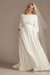 3/4 Sleeve Low Back Satin Plus Size Wedding Dress 9WG4005