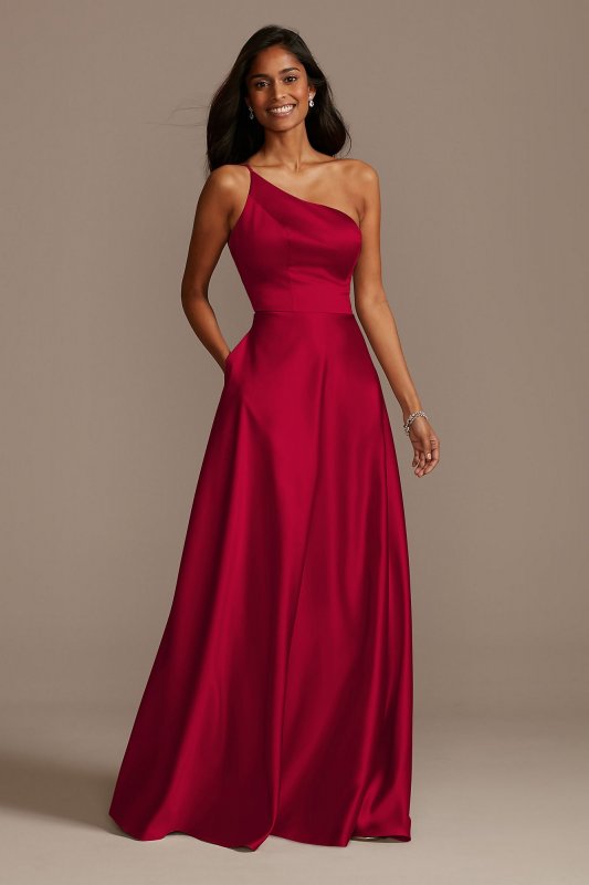 One Shoulder Satin A-Line Bridesmaid Dress F20135