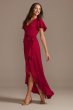 Flutter Sleeve Crepe Satin Ruffle Bridesmaid Dress F20209