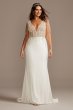 Sheer Plunge Beaded Corset Plus Size Wedding Dress 9SWG865