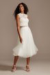 Button Back Lace Cap Sleeve Wedding Separates Top DS150848