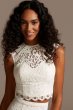 Button Back Lace Cap Sleeve Wedding Separates Top DS150848