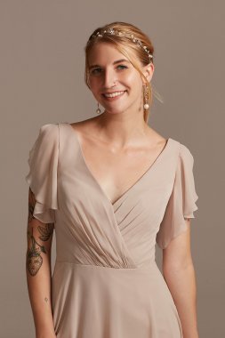 Flutter Sleeve Chiffon Short Bridesmaid Dress F20241