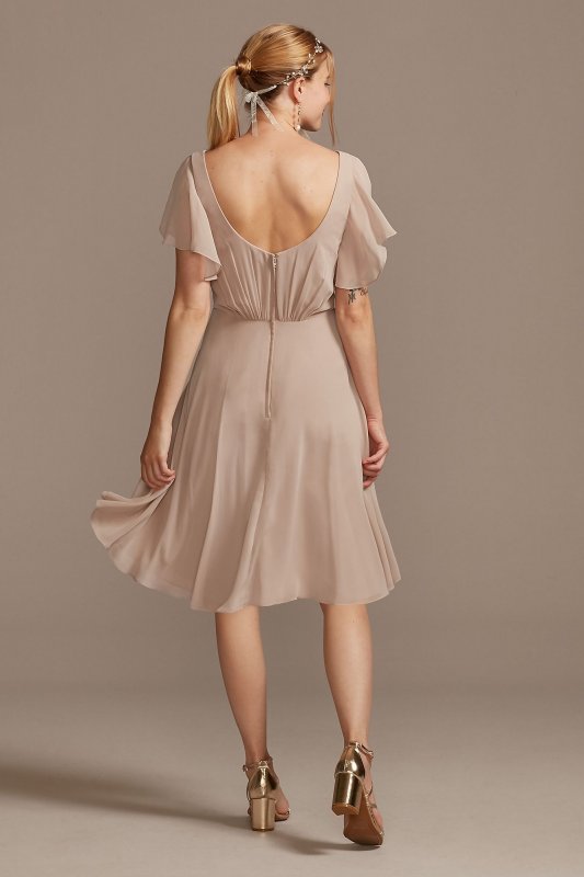 Flutter Sleeve Chiffon Short Bridesmaid Dress F20241