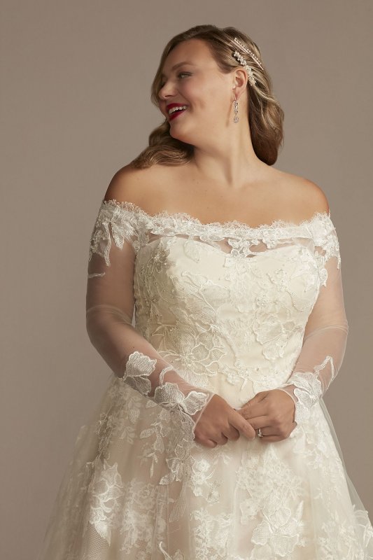Off Shoulder Applique Tall Plus Wedding Dress 4XL8CWG902