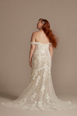Cap Sleeve Pearl Tulle Wedding Dress with Low Back CWG889