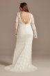 Long Sleeve Lace Tall Plus Wedding Dress with Tie 4XL9WG4045