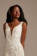 Beaded Lace 3D Floral Tall Tulle Wedding Dress 4XLSWG897