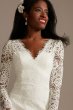 Long Sleeve Lace Tall Wedding Dress with Tie 4XLWG4045