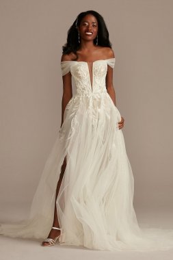 Pleated Bodice Tulle Strapless Wedding Dress WG4039
