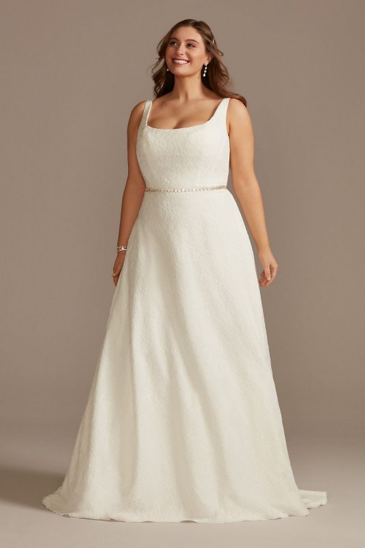 Lace A-Line Square Neck Plus Size Wedding Dress 9WG4046