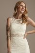 Short Lace Sheath Dress with Illusion Details WBM2596