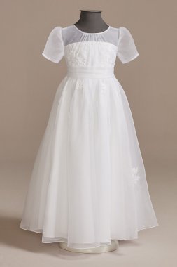 Short Sleeve Flower Girl Dress with Appliques WG1439