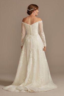 Leafy Lace Off the Shoulder Petite Wedding Dress 7CWG891