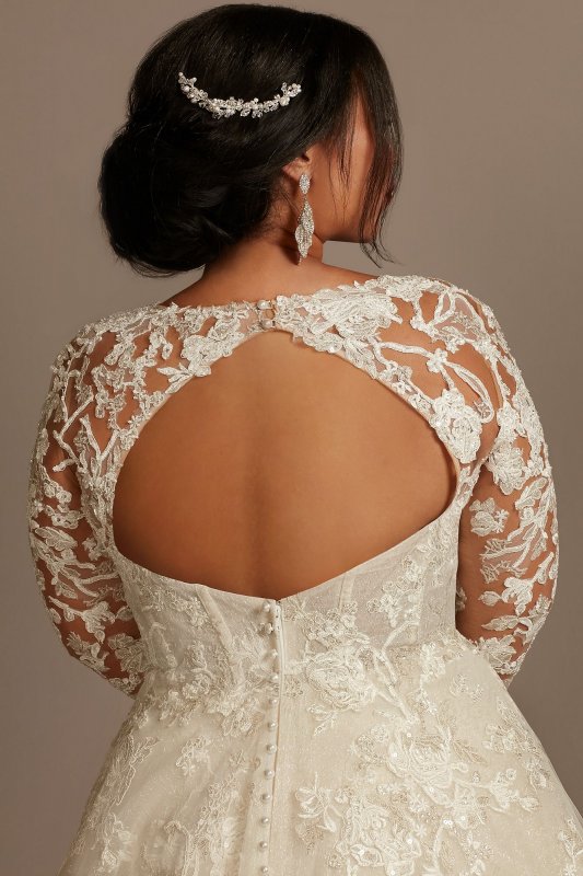 Lace Illusion Long Sleeve Tall Plus Wedding Dress 4XL8SLCWG833