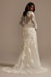 Long Sleeve Tall Plus Sequin Floral Wedding Dress 4XL9SLSWG843