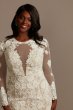 Long Sleeve Tall Plus Sequin Floral Wedding Dress 4XL9SLSWG843