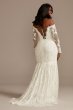Long Sleeve Plunging Tall Plus Lace Wedding Dress 4XL9SLSWG855