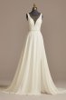 Lace Applique Plunge Chiffon Tall Wedding Dress 4XLLBSWG842