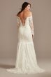 Long Sleeve Plunging Tall Lace Wedding Dress 4XLSLSWG855