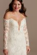 Long Sleeve Plunging Tall Lace Wedding Dress 4XLSLSWG855