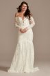 Long Sleeve Plunging Petite Lace Wedding Dress 7SLSWG855