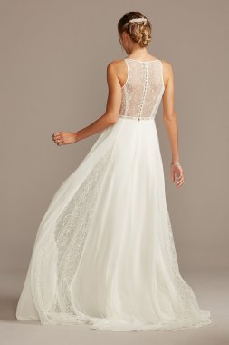 Lace Illusion Long Sleeve Tall Plus Wedding Dress 4XL8SLCWG833