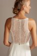 Illusion High Neck Lace Godet Petite Wedding Dress 7WG4021