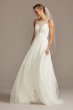 Illusion High Neck Lace Godet Petite Wedding Dress 7WG4021