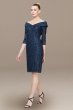 Off-the-Shoulder Knee Length Sheath Dress Alex Evenings 81122376