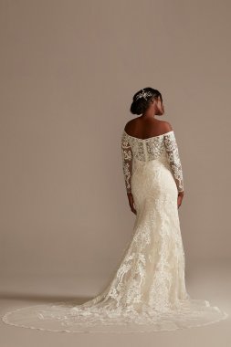Beaded Lace Long Sleeve Plus Size Wedding Dress 8SLXTCWG808