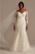 Beaded Lace Long Sleeve Plus Size Wedding Dress 8SLXTCWG808