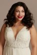 Applique Plunge Chiffon Plus Size Wedding Dress 9LBSWG842