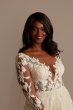 Long Sleeve Lace Appliqued Plus Size Wedding Dress 9SLSWG862