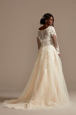 Lace and Tulle Long Sleeve Ball Gown Wedding Dress Bridal Collection 9SLWG3861
