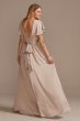 Flutter Sleeve V-Neck Charmeuse Bridesmaid Dress Bridal F20347