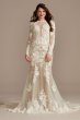 Long Sleeve Sequin Floral Applique Wedding Dress SLSWG843