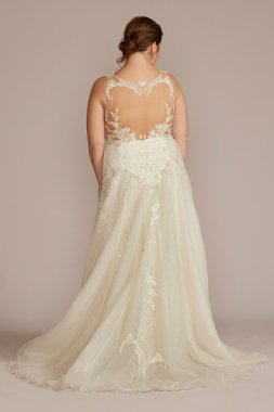 Drop Waist Beaded Applique Tall Plus Wedding Gown 4XL9SWG923