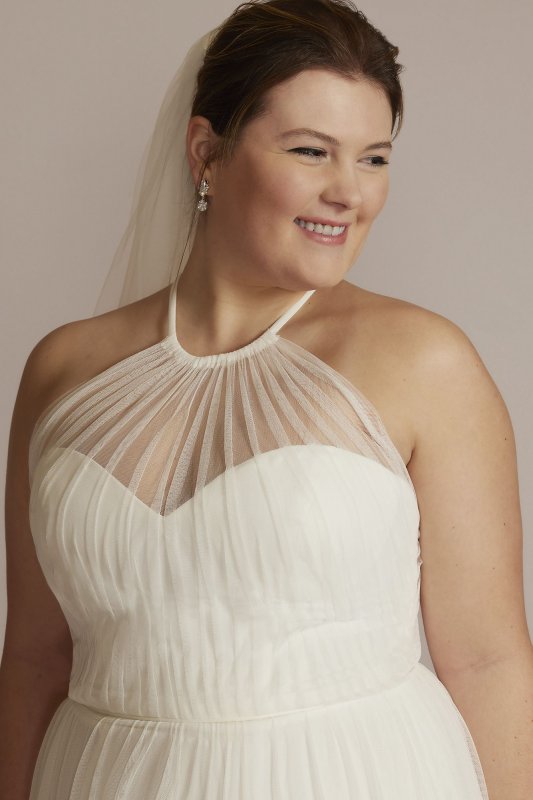 Halter Tall Plus Wedding Gown with Tiered Skirt 4XL9WG4050