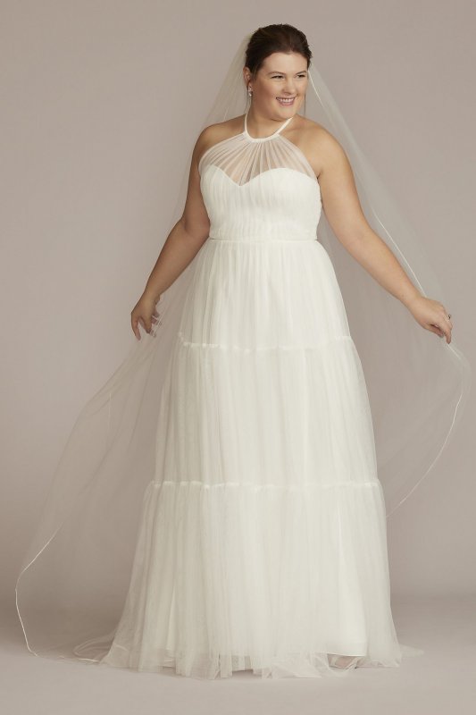 Halter Tall Plus Wedding Gown with Tiered Skirt 4XL9WG4050