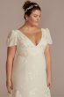 Floral Puff Sleeve V-Neck Tall Plus Wedding Gown 4XL9WG4052
